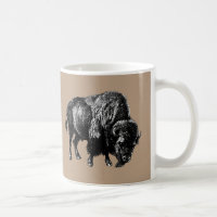 Buffalo American Bison Vintage Wood Engraving Mug