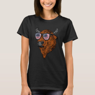 Buffalo American Flag USA National Park Bison T-Shirt