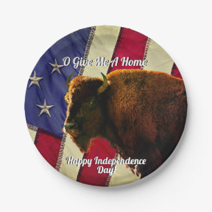 Buffalo and American Flag Patriotic Paper Plate