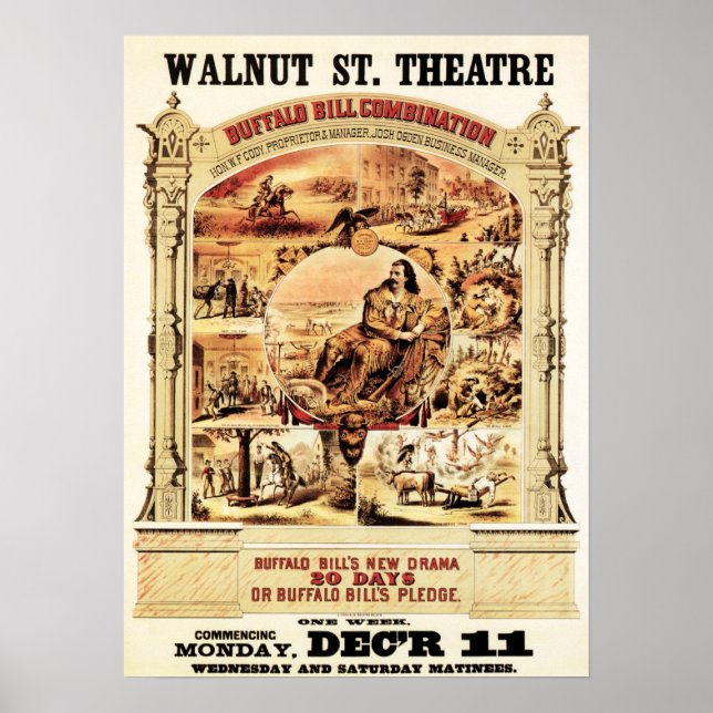 BUFFALO BILL American Walnut Street Theatre Advert Poster (Front)