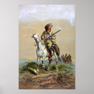 Buffalo Bill Cody, 1872. Vintage Advertising Poster