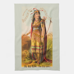 Buffalo Bill Cody Handsomest Indian Maiden 1880s Tea Towel