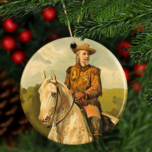 Buffalo Bill Cody on Horse Christmas Ceramic Tree Decoration