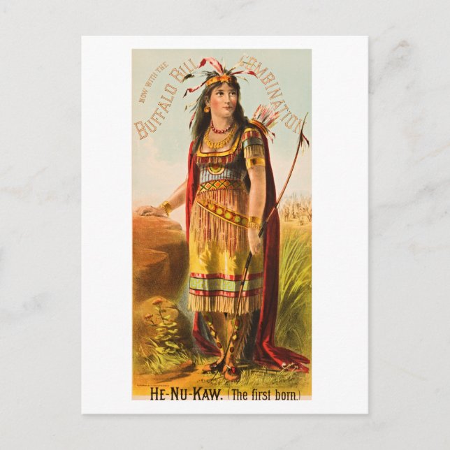 Buffalo Bill Handsomest Indian Maiden 1880s Postcard (Front)