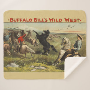 Buffalo Bill Wild West Cowboy Horse Poster Sherpa Blanket