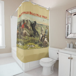 Buffalo Bill Wild West Cowboy Horse Poster Shower Curtain