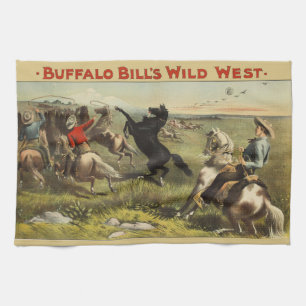 Buffalo Bill Wild West Cowboy Horse Poster Tea Towel