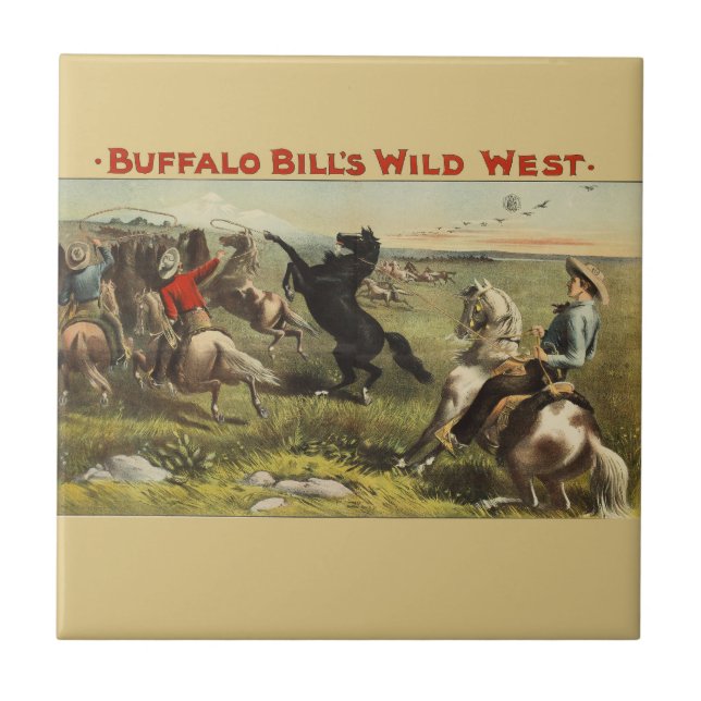 Buffalo Bill Wild West Cowboy Horse Poster Tile (Front)