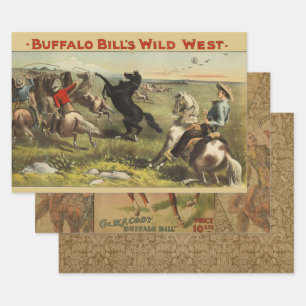 Buffalo Bill Wild West Cowboy Horse Poster Wrapping Paper Sheet