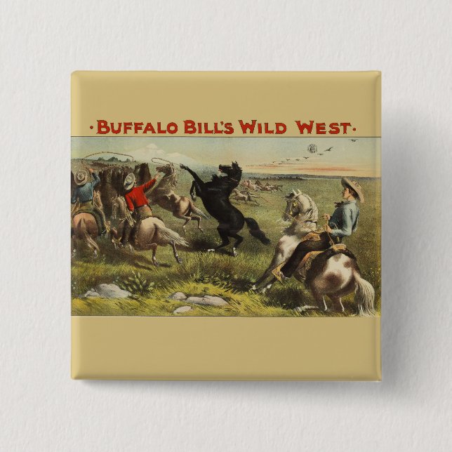 Buffalo Bill's Wild West Horses 15 Cm Square Badge (Front)