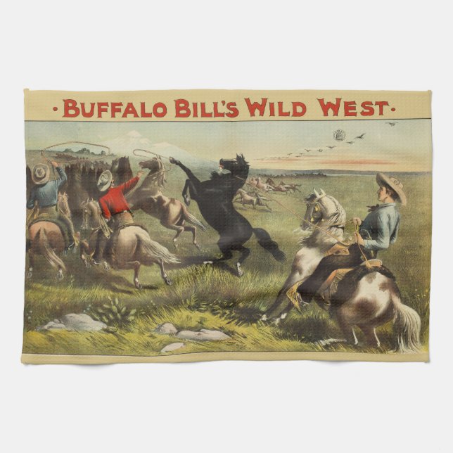 Buffalo Bill's Wild West Horses Tea Towel (Horizontal)