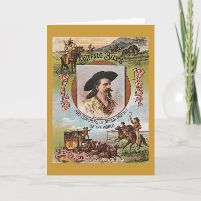 Buffalo BillsWild West Show 1893 Vintage Ad Card (Front)