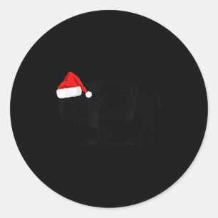 Buffalo Bison Christmas_ Buffalo In Santa Hat Classic Round Sticker