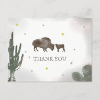 Buffalo Bison Desert Cactus Baby Shower Thank You
