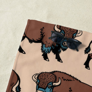 Buffalo Bison Pattern Beach Towel