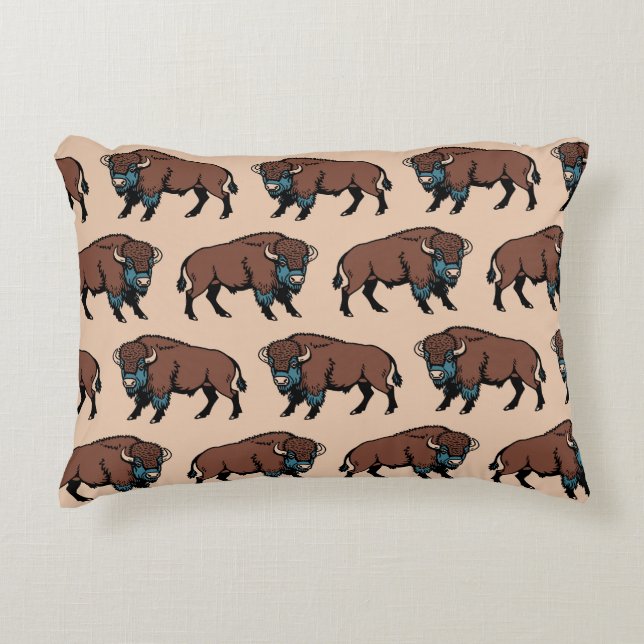Buffalo Bison Pattern Decorative Cushion (Front)