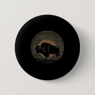 Buffalo Bison - Retro 70s 80s Graphic Vintage Men 6 Cm Round Badge