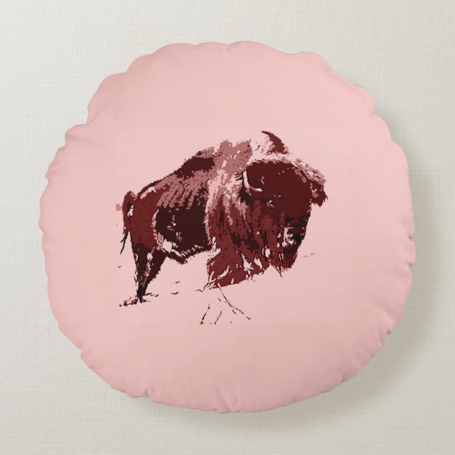 Buffalo - Bison Round Cushion (Front)