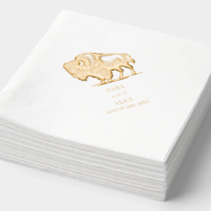 Buffalo Bison Rustic Wedding Foil Napkins