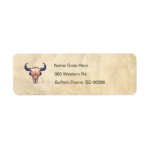 Buffalo Bison Skull Tan Leather