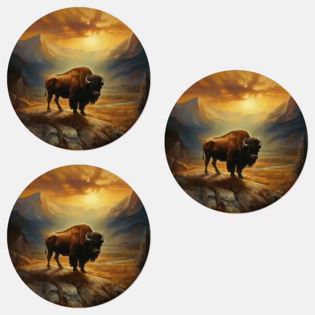 Buffalo Bison Sunset Silhouette  (Group)
