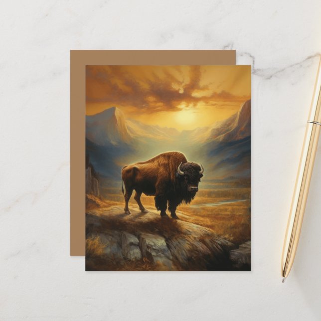 Buffalo Bison Sunset Silhouette (Front/Back In Situ)