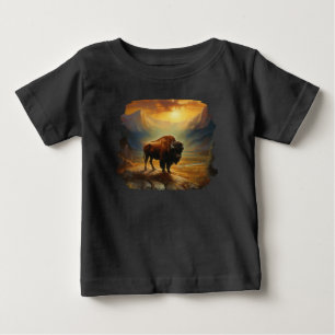 Buffalo Bison Sunset Silhouette  Baby T-Shirt