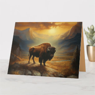 Buffalo Bison Sunset Silhouette Card