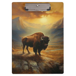 Buffalo Bison Sunset Silhouette Clipboard