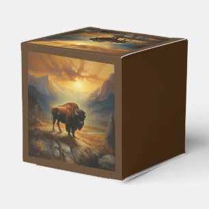 Buffalo Bison Sunset Silhouette Favour Box