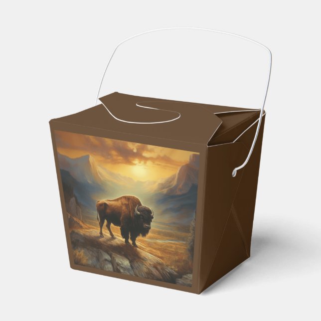Buffalo Bison Sunset Silhouette Favour Box (Front Side)