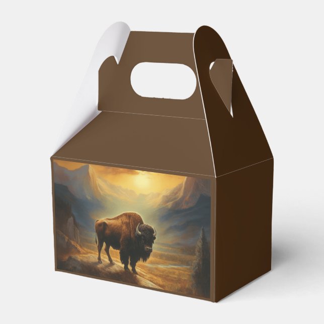 Buffalo Bison Sunset Silhouette Favour Box (Front Side)