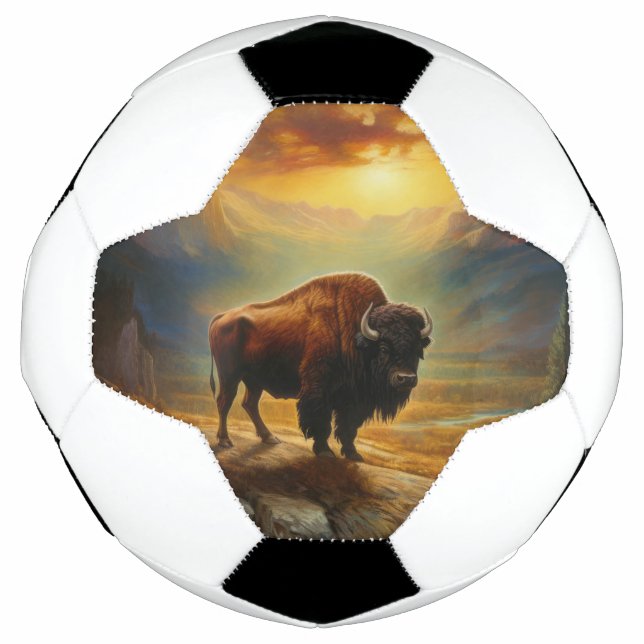 Buffalo Bison Sunset Silhouette Football (Front)