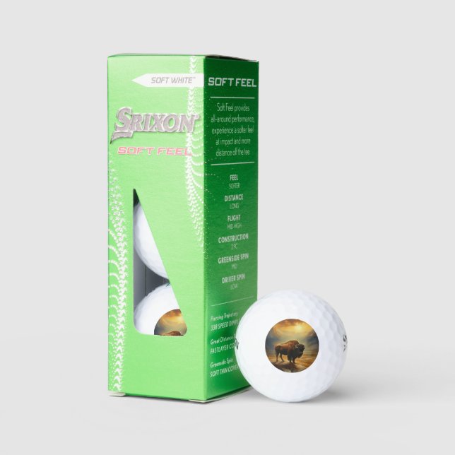 Buffalo Bison Sunset Silhouette  Golf Balls (Packaging)