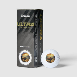 Buffalo Bison Sunset Silhouette  Golf Balls