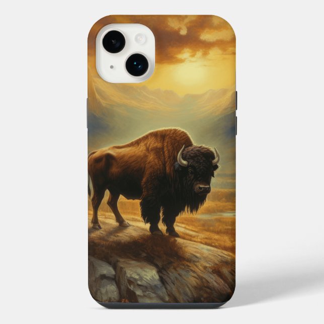 Buffalo Bison Sunset Silhouette iPhone Case (Back)
