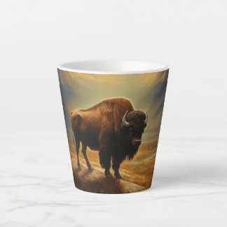 Buffalo Bison Sunset Silhouette  Latte Mug