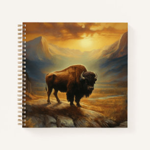 Buffalo Bison Sunset Silhouette Notebook