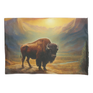 Buffalo Bison Sunset Silhouette Pillowcase