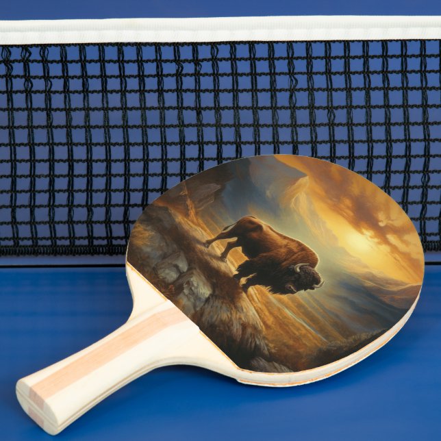 Buffalo Bison Sunset Silhouette  Ping Pong Paddle (Insitu)