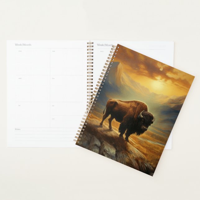 Buffalo Bison Sunset Silhouette  Planner (Display)