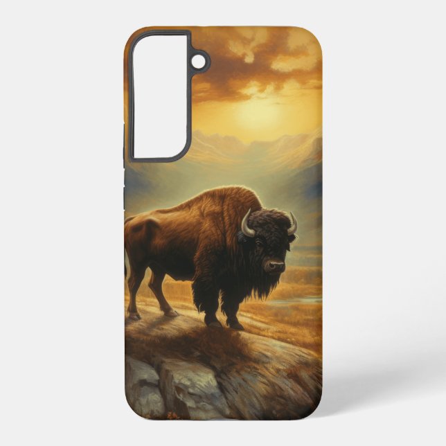 Buffalo Bison Sunset Silhouette  Samsung Galaxy S22+ Case (Back)
