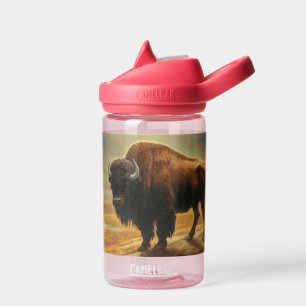 Buffalo Bison Sunset Silhouette Water Bottle