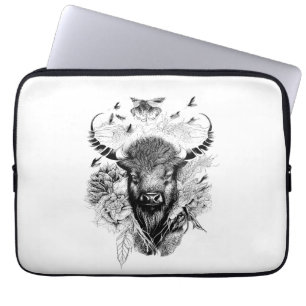Buffalo Bison Wild Animal Nature Illustration Art  Laptop Sleeve