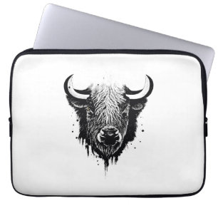 Buffalo Bison Wild Animal Nature Illustration Art  Laptop Sleeve