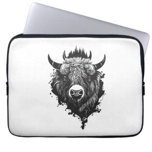 Buffalo Bison Wild Animal Nature Illustration Art  Laptop Sleeve