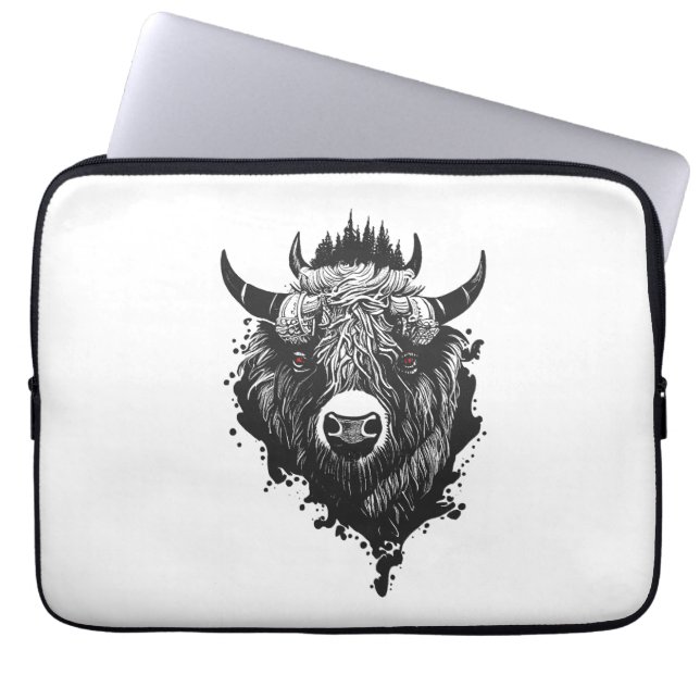 Buffalo Bison Wild Animal Nature Illustration Art  Laptop Sleeve (Front)
