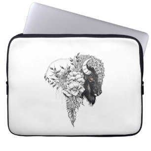 Buffalo Bison Wild Animal Nature Illustration Art Laptop Sleeve