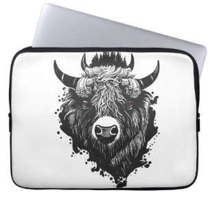 Buffalo Bison Wild Animal Nature Illustration Art  Laptop Sleeve