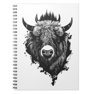 Buffalo Bison Wild Animal Nature Illustration Art  Notebook